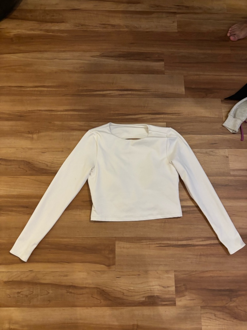 Gilly Hicks Cream Long-Sleeve Cropped Top